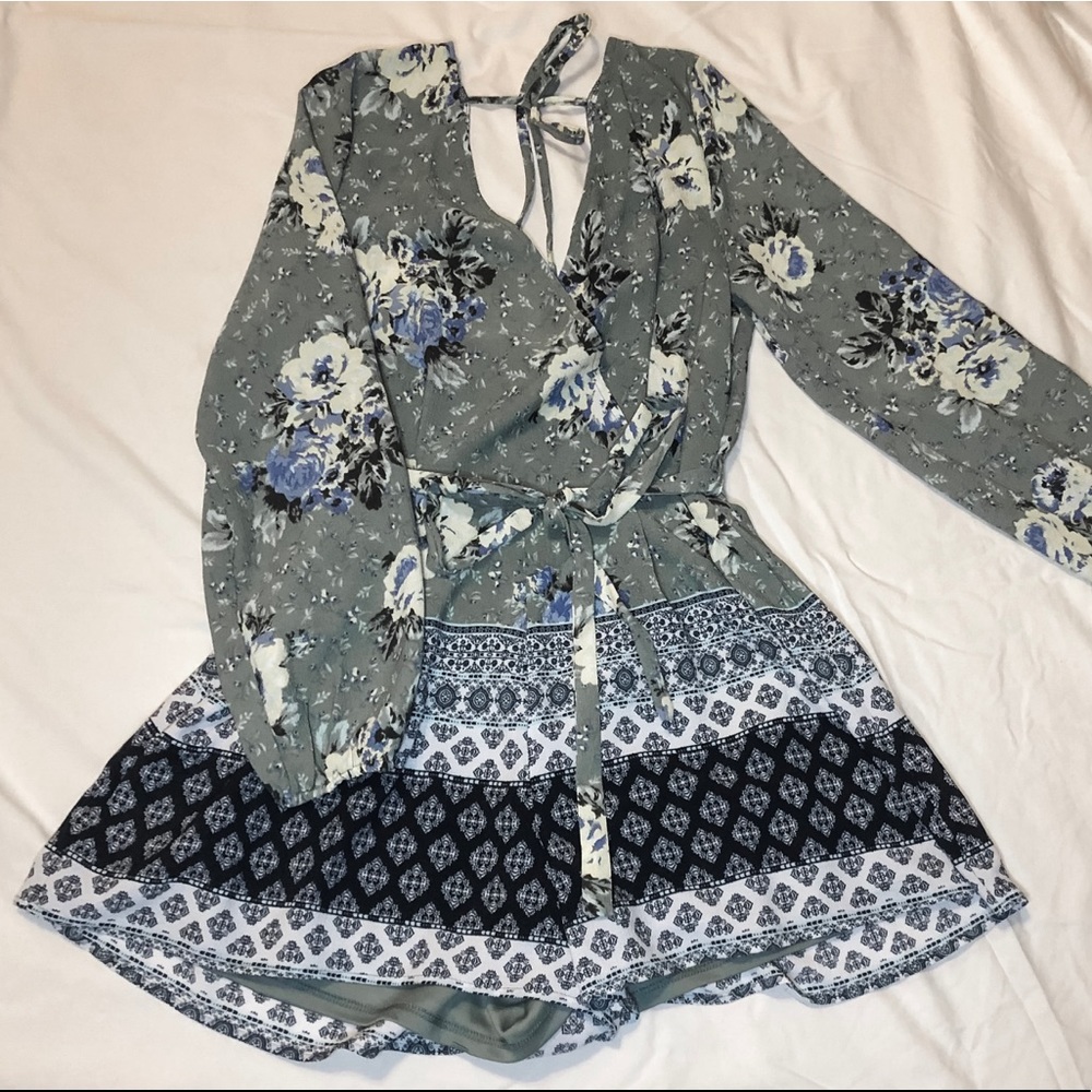 Patterned Long-Sleeve Romper